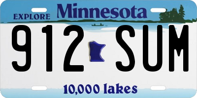 MN license plate 912SUM