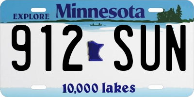 MN license plate 912SUN