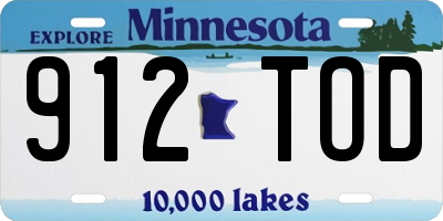 MN license plate 912TOD