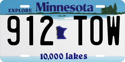 MN license plate 912TOW