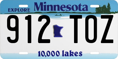MN license plate 912TOZ