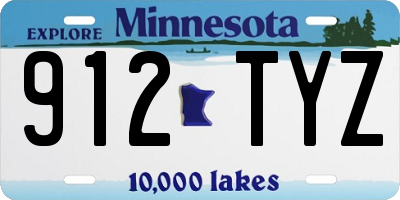 MN license plate 912TYZ