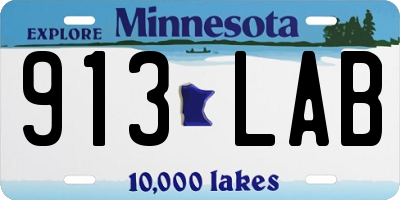 MN license plate 913LAB