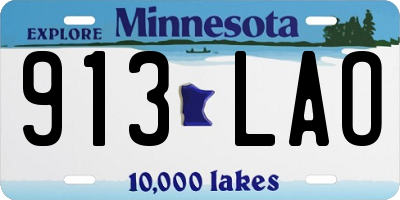 MN license plate 913LAO