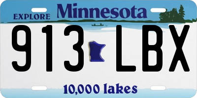 MN license plate 913LBX