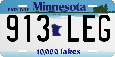 MN license plate 913LEG