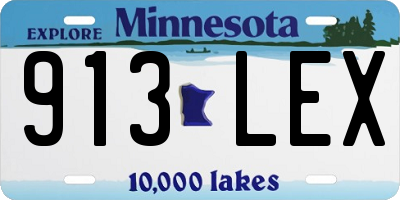 MN license plate 913LEX