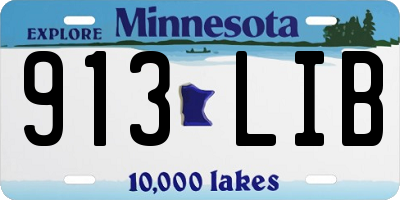 MN license plate 913LIB