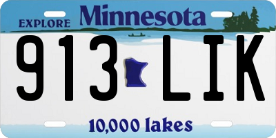 MN license plate 913LIK