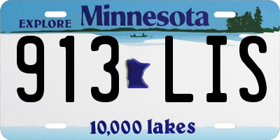 MN license plate 913LIS
