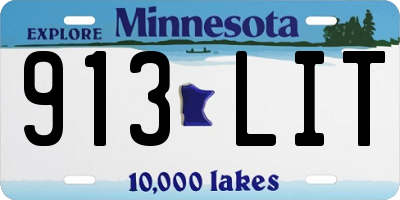 MN license plate 913LIT