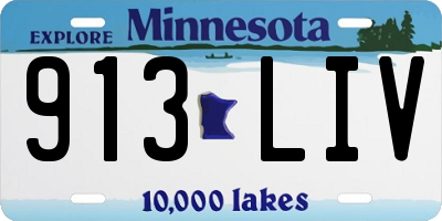 MN license plate 913LIV
