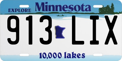 MN license plate 913LIX