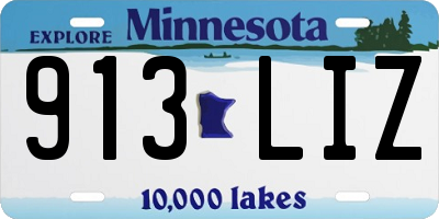 MN license plate 913LIZ
