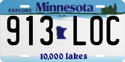 MN license plate 913LOC