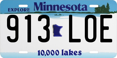 MN license plate 913LOE