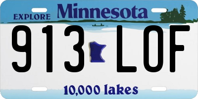 MN license plate 913LOF