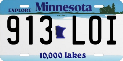 MN license plate 913LOI