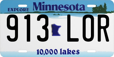 MN license plate 913LOR