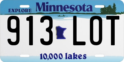 MN license plate 913LOT