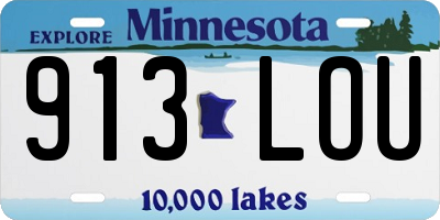 MN license plate 913LOU