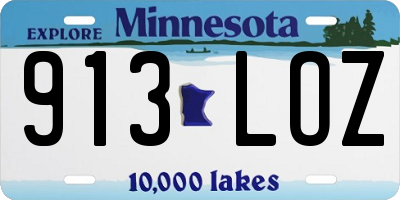 MN license plate 913LOZ