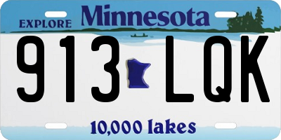 MN license plate 913LQK