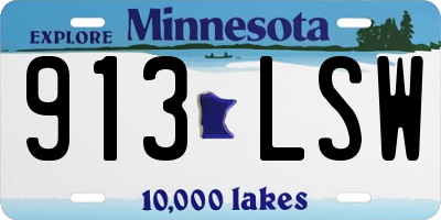 MN license plate 913LSW