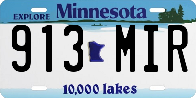 MN license plate 913MIR