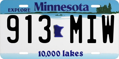 MN license plate 913MIW