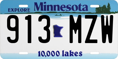 MN license plate 913MZW