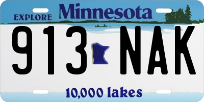 MN license plate 913NAK