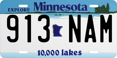 MN license plate 913NAM