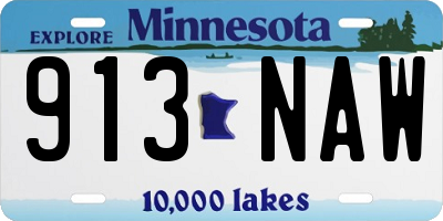 MN license plate 913NAW