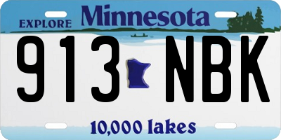 MN license plate 913NBK