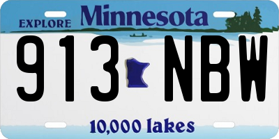 MN license plate 913NBW