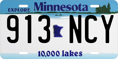 MN license plate 913NCY