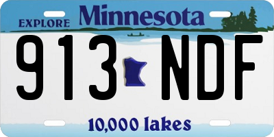 MN license plate 913NDF