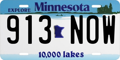 MN license plate 913NOW