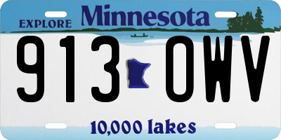 MN license plate 913OWV