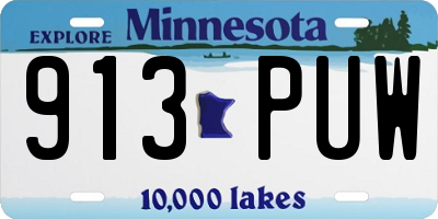 MN license plate 913PUW