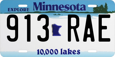 MN license plate 913RAE