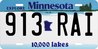 MN license plate 913RAI