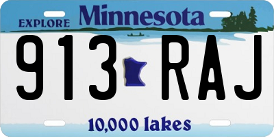 MN license plate 913RAJ