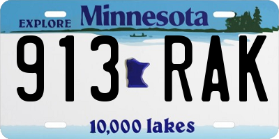 MN license plate 913RAK