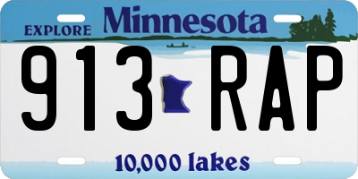 MN license plate 913RAP
