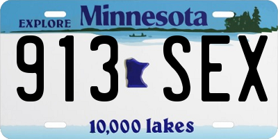 MN license plate 913SEX