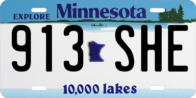 MN license plate 913SHE