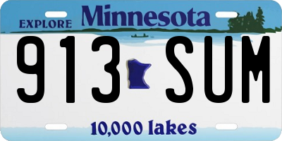 MN license plate 913SUM