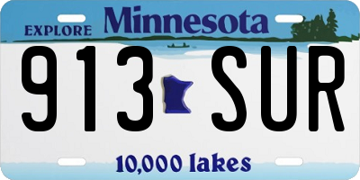MN license plate 913SUR